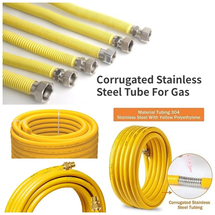 Corrugated Stainless Steel Pipe - Rustproof and Corrosion-Resistant 316 L Corrugated Pipes 1" Bsp Ss Braided Flexible Metal Tube